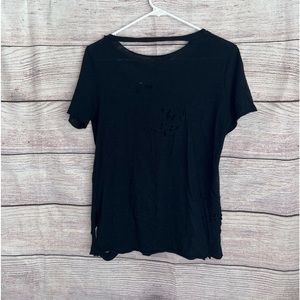Emory Park distressed sheer black top sz S